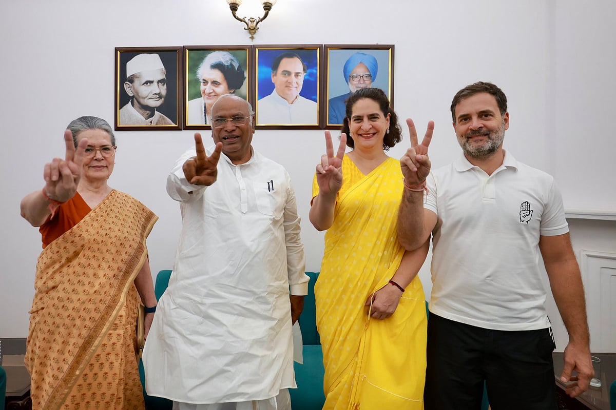 X/@RahulGandhi
 : L to R: Congress leaders Sonia Gandhi, Mallikarjun Kharge, Priyanka Gandhi and Rahul Gandhi